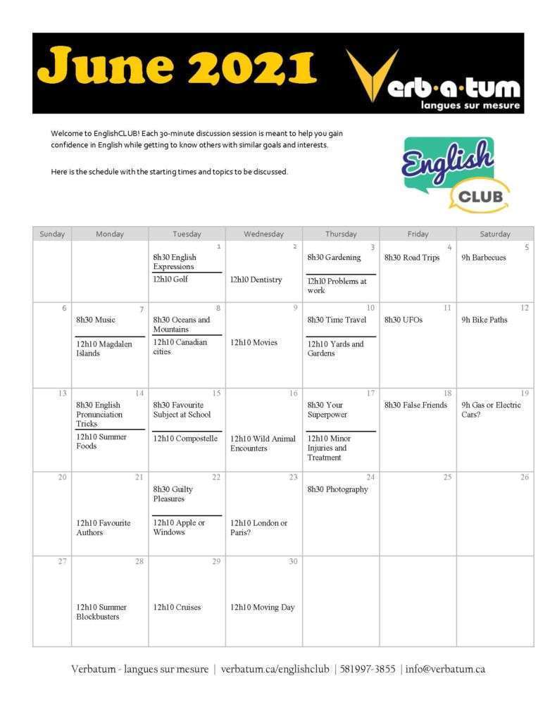 June 2021 Calendar 1